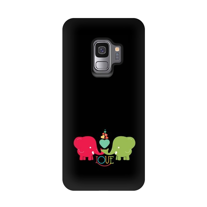 Galaxy S9 StrongFit colorful elephants love by TMSarts