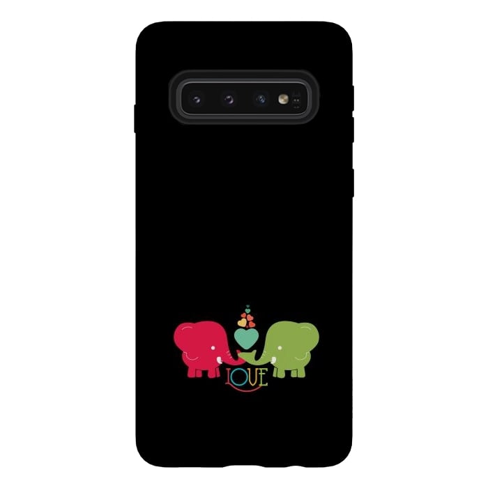 Galaxy S10 StrongFit colorful elephants love by TMSarts