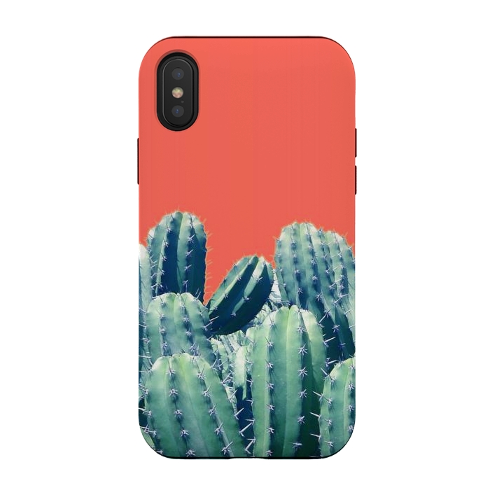iPhone Xs / X StrongFit Cactus on Coral by Uma Prabhakar Gokhale
