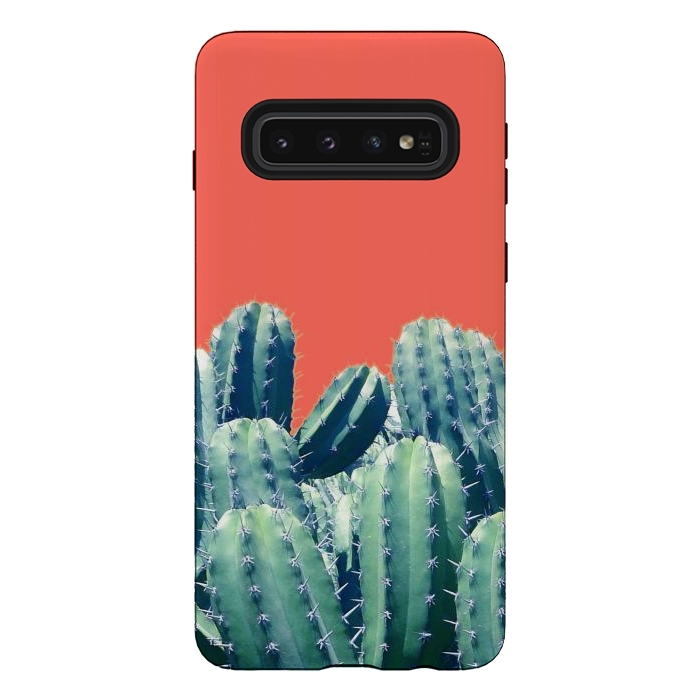 Galaxy S10 StrongFit Cactus on Coral by Uma Prabhakar Gokhale