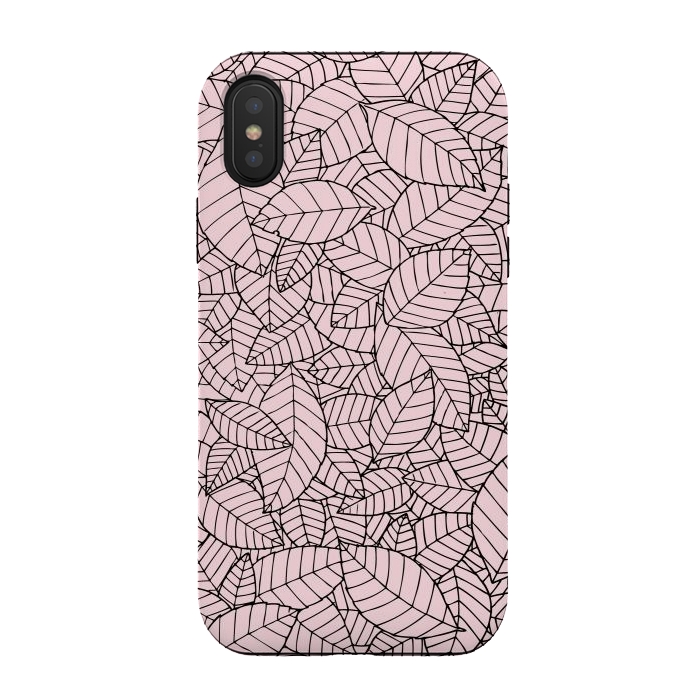 iPhone Xs / X StrongFit Leaves Pattern B&W by Mangulica