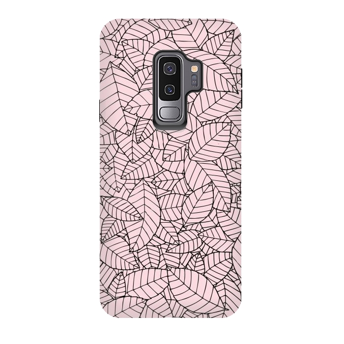 Galaxy S9 plus StrongFit Leaves Pattern B&W by Mangulica