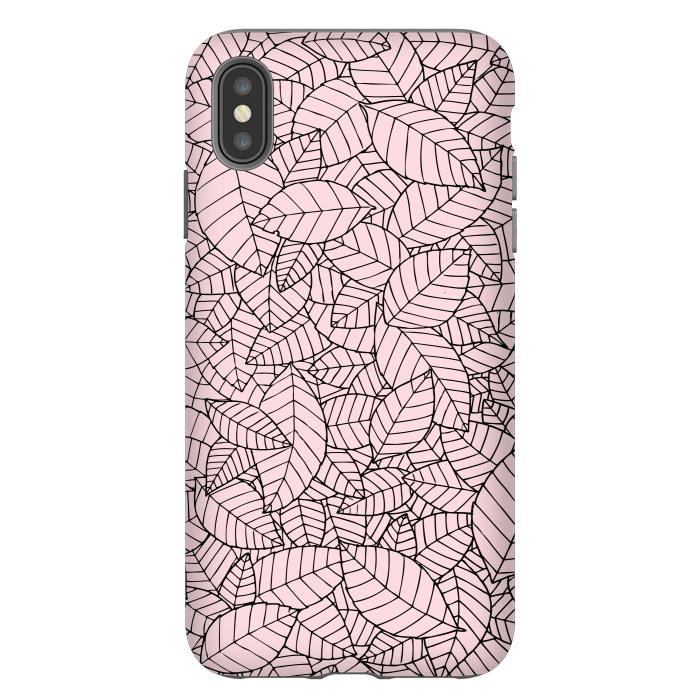 iPhone Xs Max StrongFit Leaves Pattern B&W by Mangulica