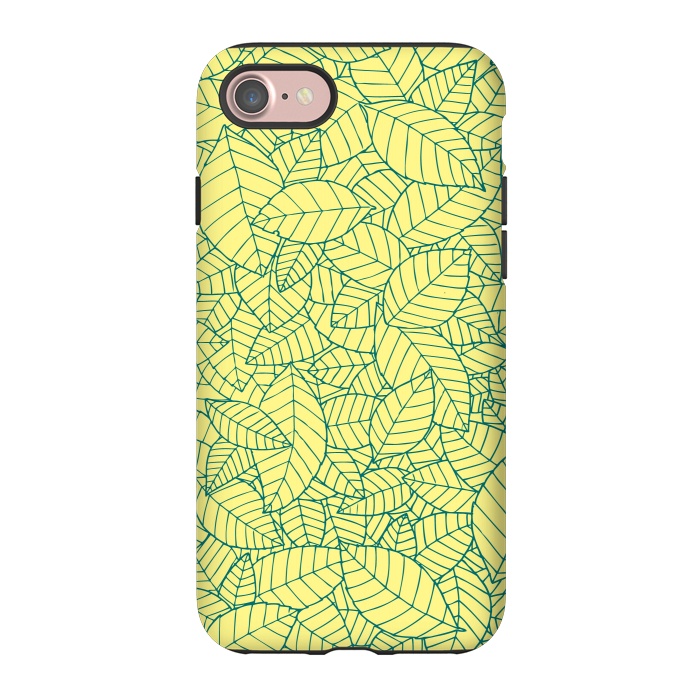 iPhone 7 StrongFit Blue Leaves Pattern by Mangulica