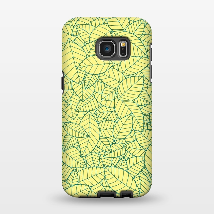 Galaxy S7 EDGE StrongFit Blue Leaves Pattern by Mangulica