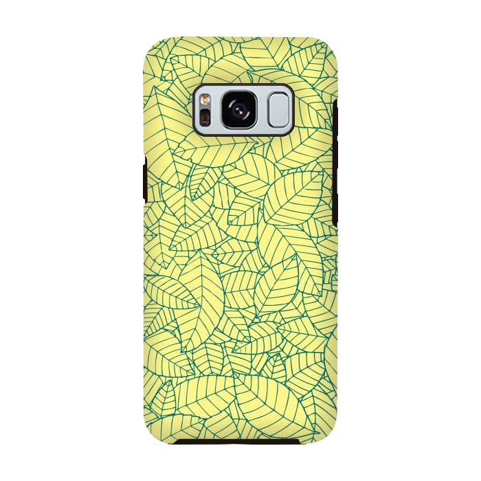 Galaxy S8 StrongFit Blue Leaves Pattern by Mangulica