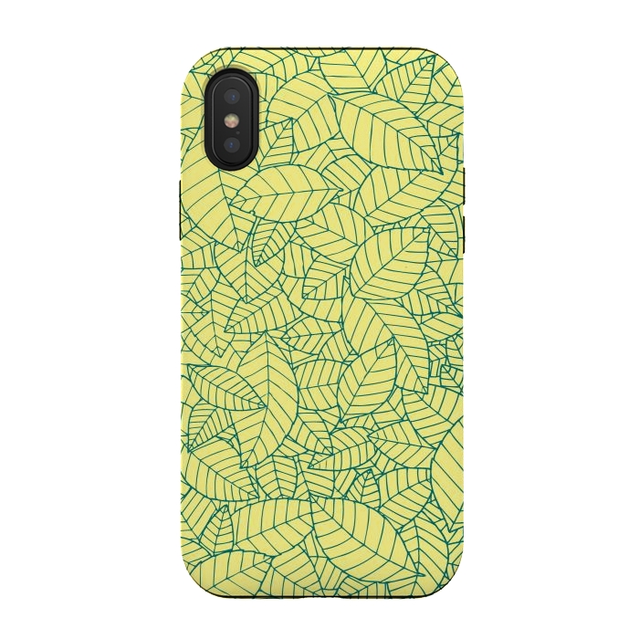 iPhone Xs / X StrongFit Blue Leaves Pattern by Mangulica
