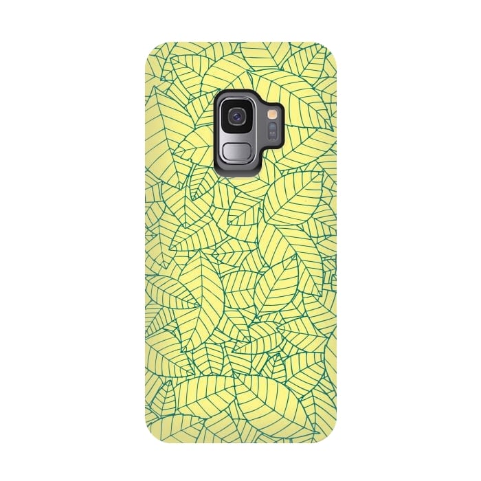 Galaxy S9 StrongFit Blue Leaves Pattern by Mangulica