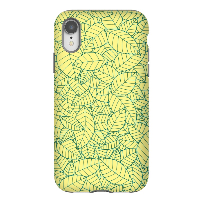 iPhone Xr StrongFit Blue Leaves Pattern by Mangulica