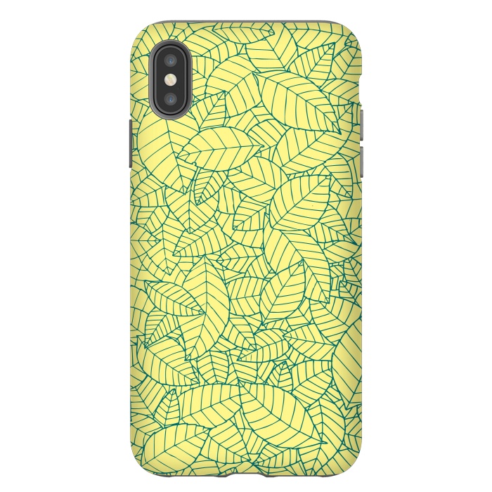 iPhone Xs Max StrongFit Blue Leaves Pattern by Mangulica