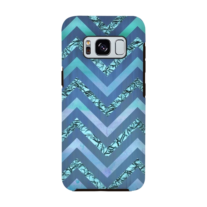 Galaxy S8 StrongFit Blue Chevron Elegant by Andrea Haase