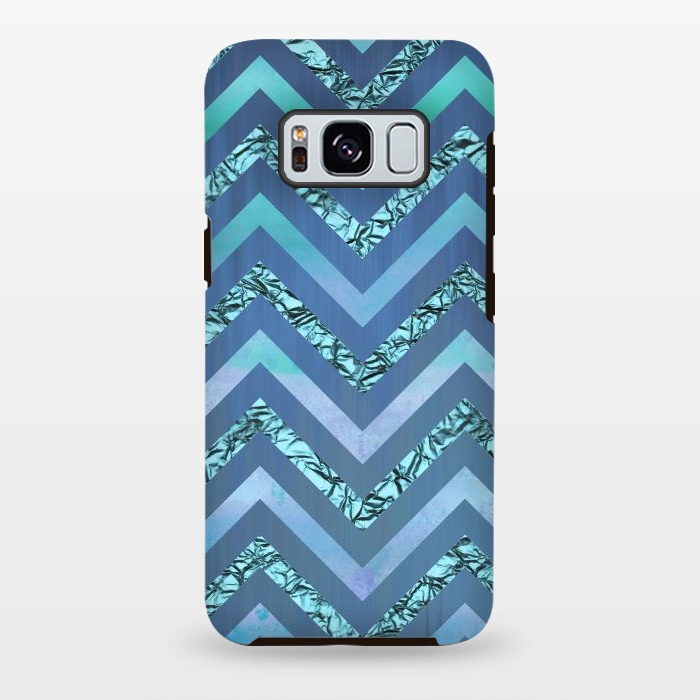 Galaxy S8 plus StrongFit Blue Chevron Elegant by Andrea Haase