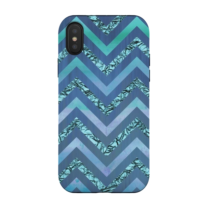 iPhone Xs / X StrongFit Blue Chevron Elegant by Andrea Haase