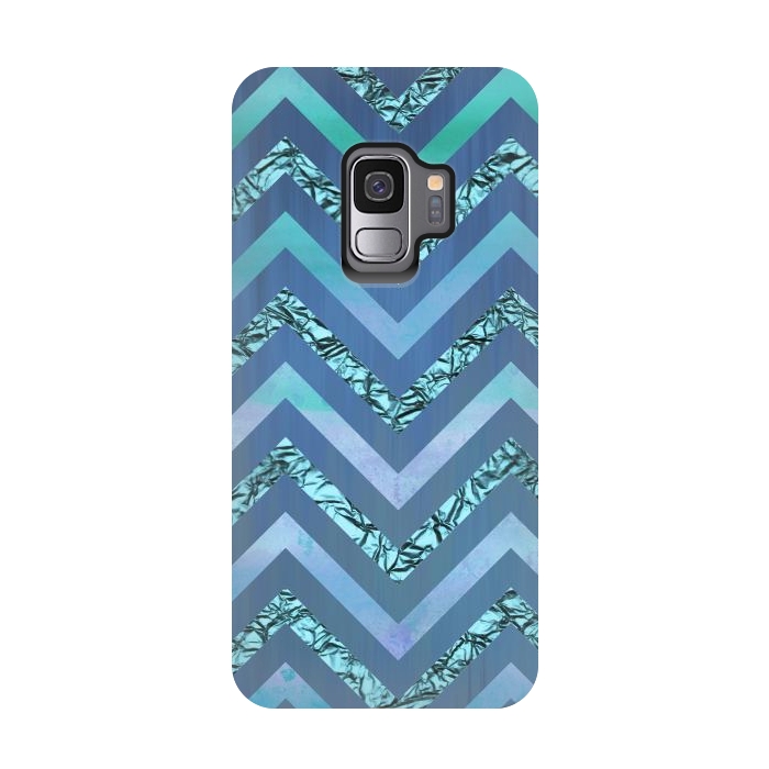 Galaxy S9 StrongFit Blue Chevron Elegant by Andrea Haase