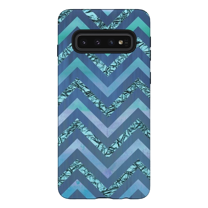 Galaxy S10 StrongFit Blue Chevron Elegant by Andrea Haase