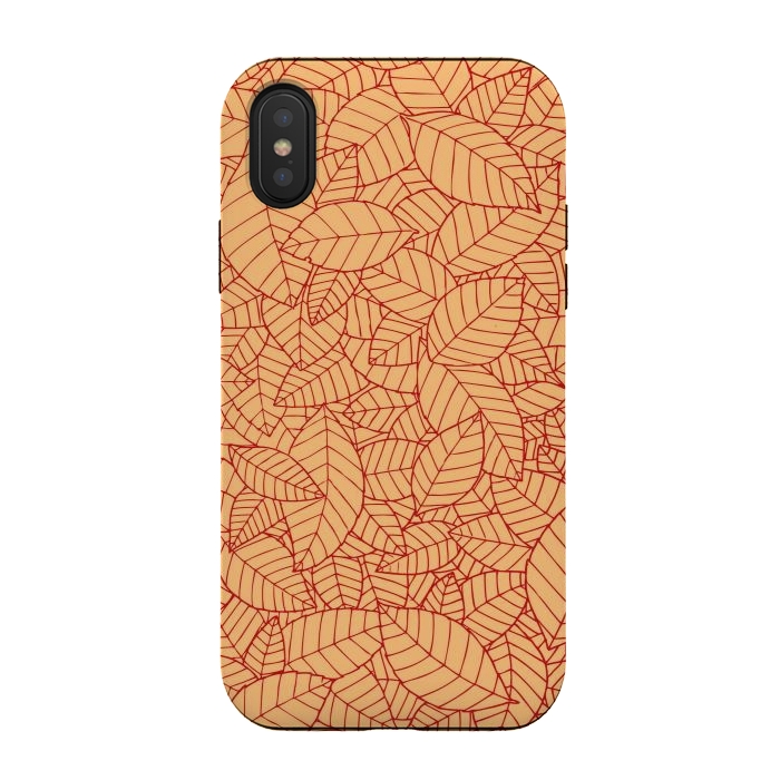 iPhone Xs / X StrongFit Red Leaves Pattern by Mangulica