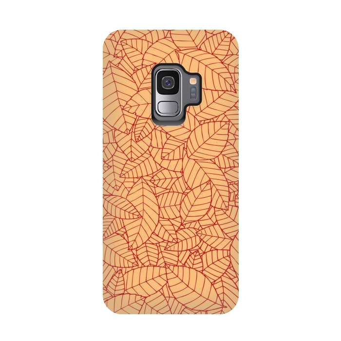 Galaxy S9 StrongFit Red Leaves Pattern by Mangulica