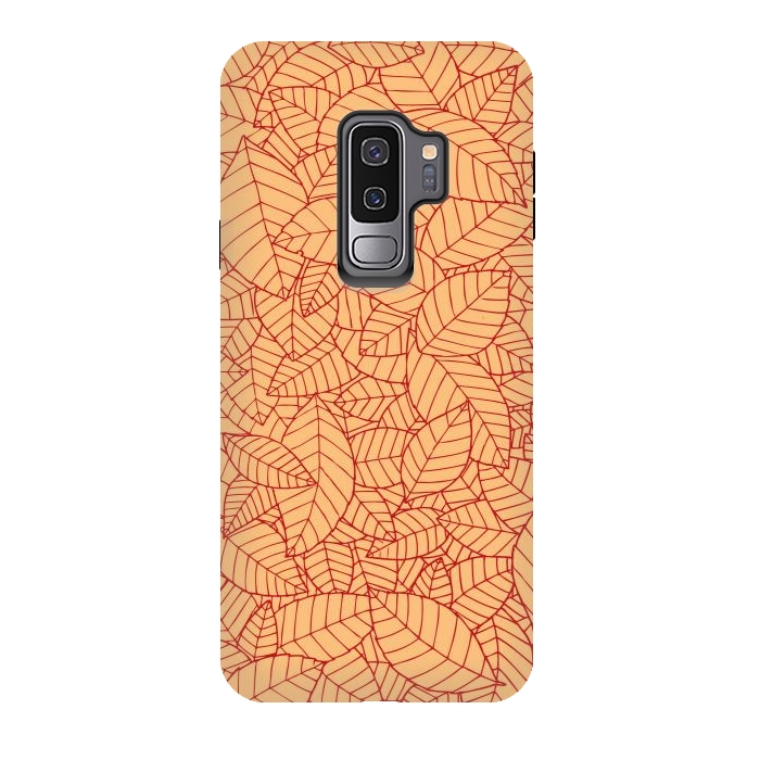 Galaxy S9 plus StrongFit Red Leaves Pattern by Mangulica