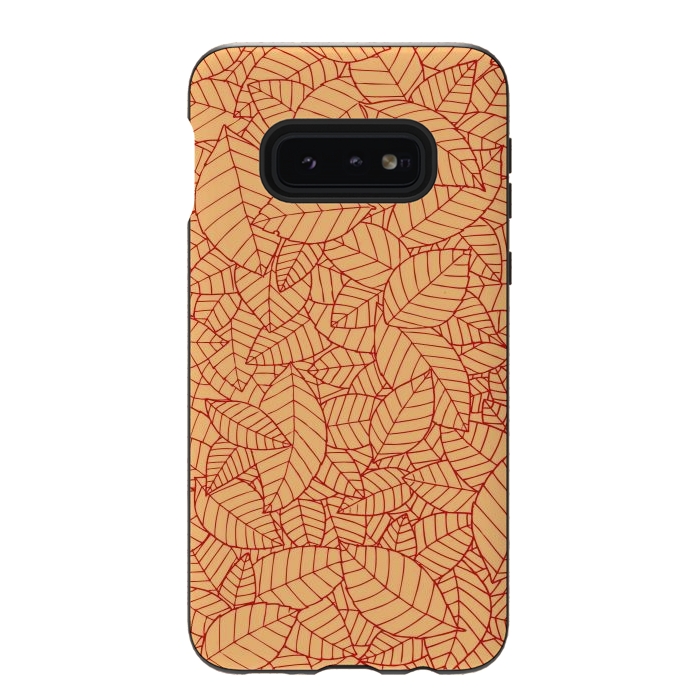 Galaxy S10e StrongFit Red Leaves Pattern by Mangulica