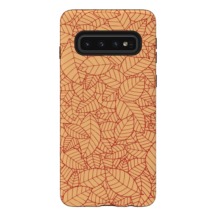 Galaxy S10 StrongFit Red Leaves Pattern by Mangulica