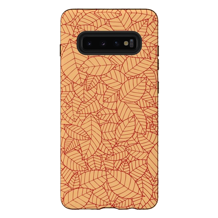 Galaxy S10 plus StrongFit Red Leaves Pattern by Mangulica