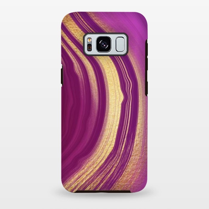 Galaxy S8 plus StrongFit Magenta Pink Marble and gold gemstone  by  Utart