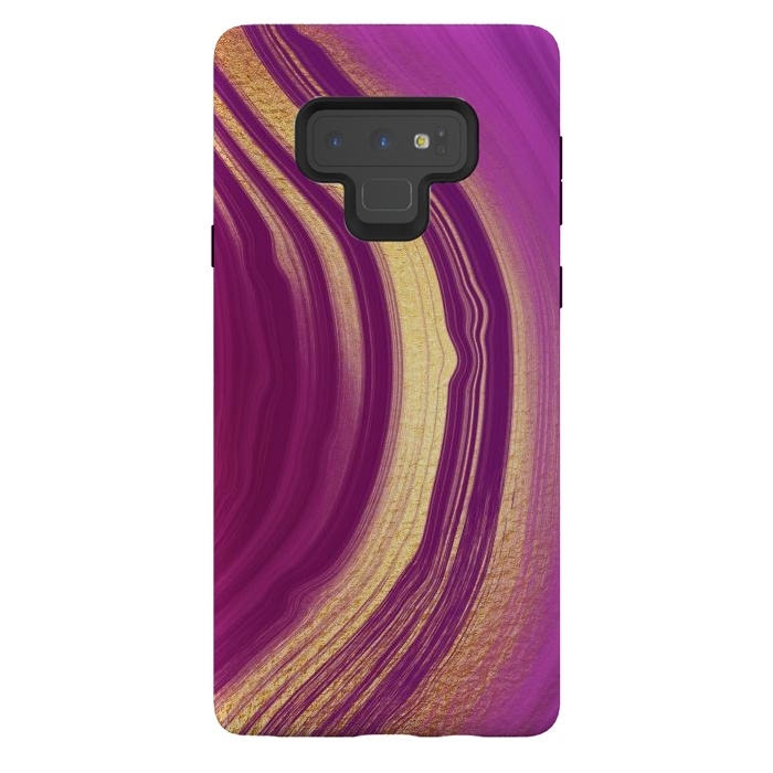 Galaxy Note 9 StrongFit Magenta Pink Marble and gold gemstone  by  Utart