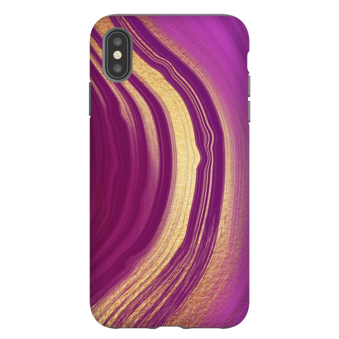 iPhone Xs Max StrongFit Magenta Pink Marble and gold gemstone  by  Utart