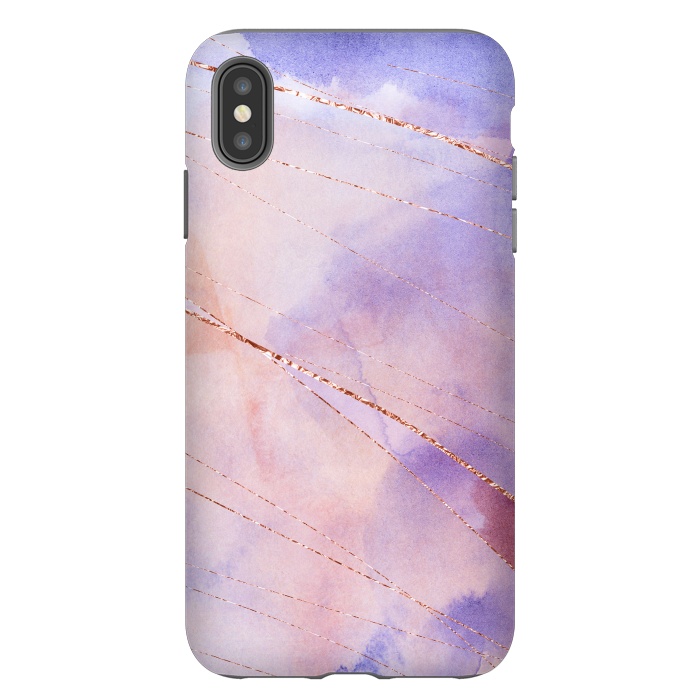 iPhone Xs Max StrongFit Purple and Pink Watercolor Marble with rosegold veins by  Utart