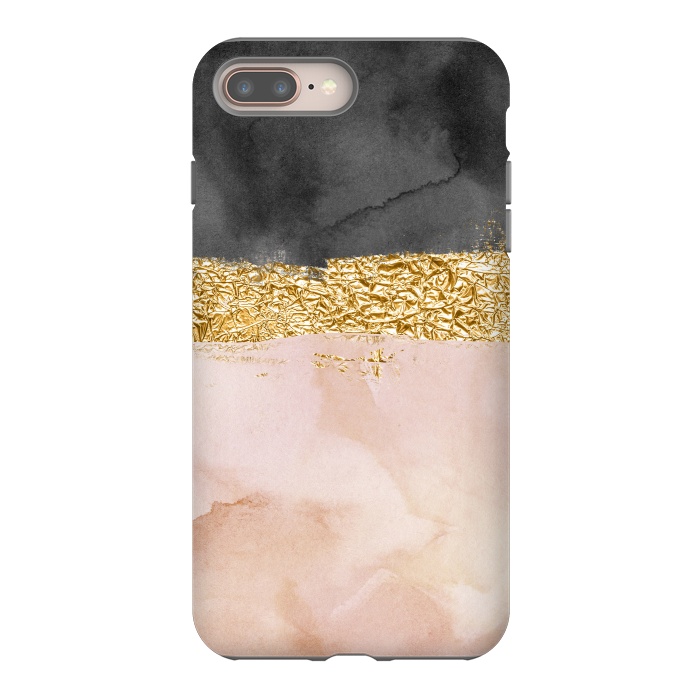 iPhone 7 plus StrongFit Black and Blush ink with gold glitter metal foil by  Utart