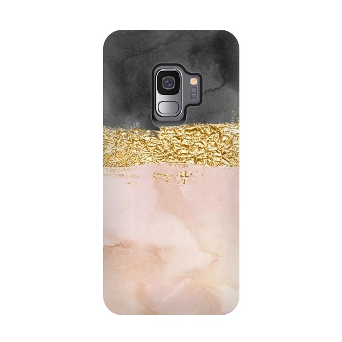 Galaxy S9 StrongFit Black and Blush ink with gold glitter metal foil by  Utart