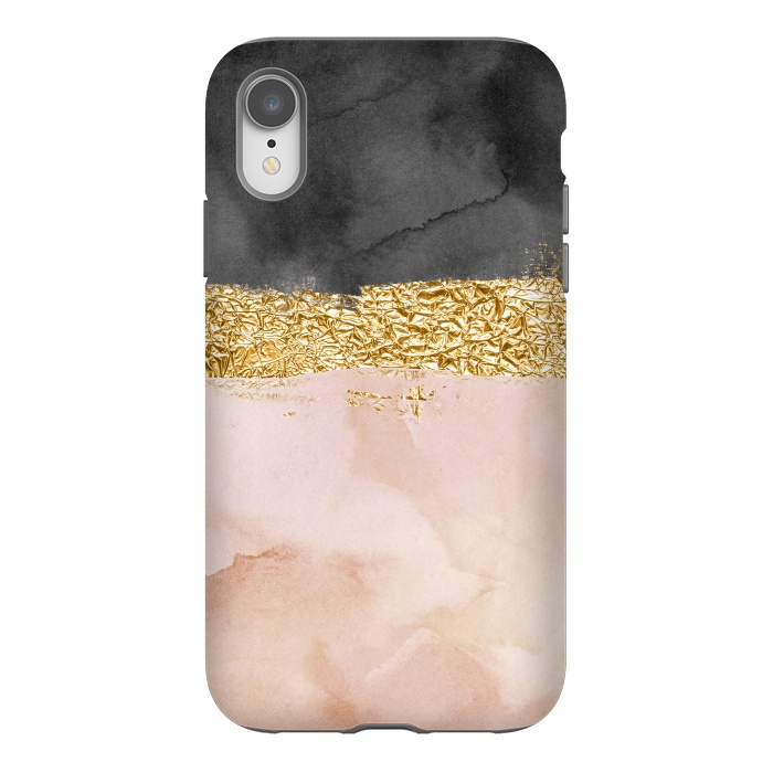 iPhone Xr StrongFit Black and Blush ink with gold glitter metal foil by  Utart