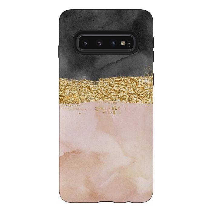 Galaxy S10 StrongFit Black and Blush ink with gold glitter metal foil by  Utart
