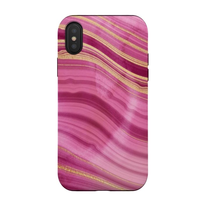 iPhone Xs / X StrongFit Pink and Gold Mermaid Glitter Marble Waves by  Utart