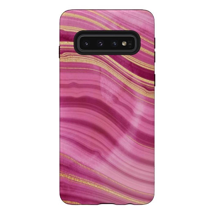 Galaxy S10 StrongFit Pink and Gold Mermaid Glitter Marble Waves by  Utart