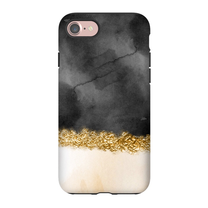 iPhone 7 StrongFit Black and Blush Ink with gold glitter stripe by  Utart