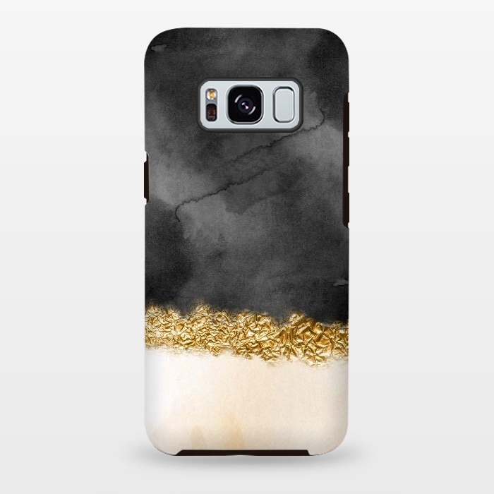 Galaxy S8 plus StrongFit Black and Blush Ink with gold glitter stripe by  Utart