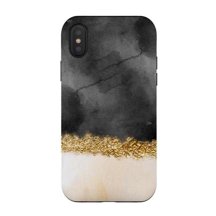 iPhone Xs / X StrongFit Black and Blush Ink with gold glitter stripe by  Utart