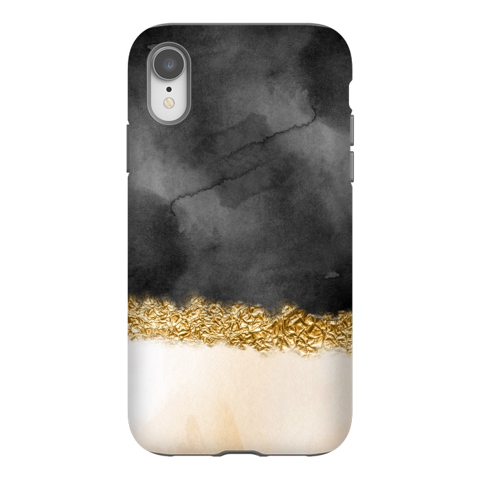 iPhone Xr StrongFit Black and Blush Ink with gold glitter stripe by  Utart