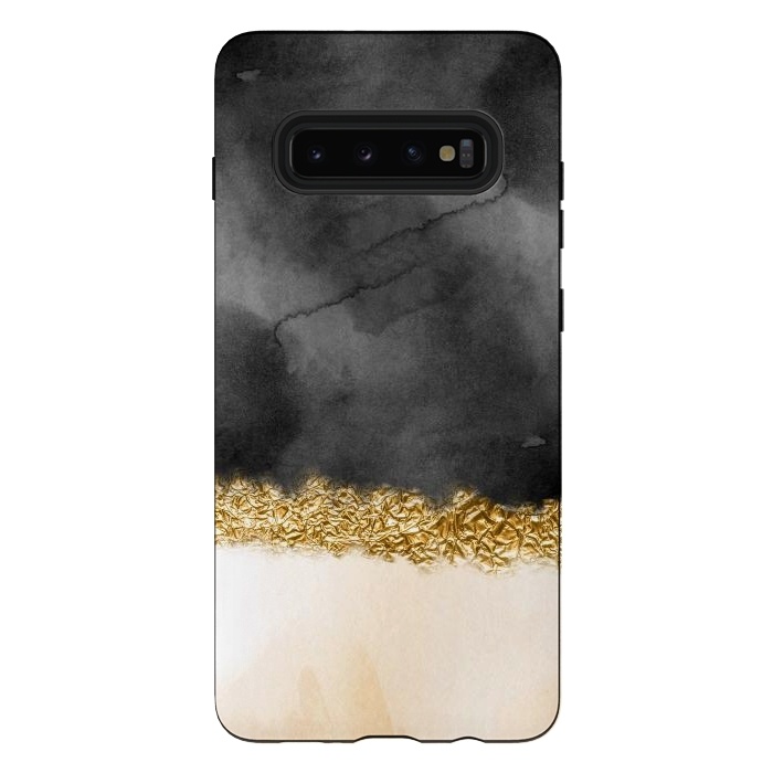 Galaxy S10 plus StrongFit Black and Blush Ink with gold glitter stripe by  Utart