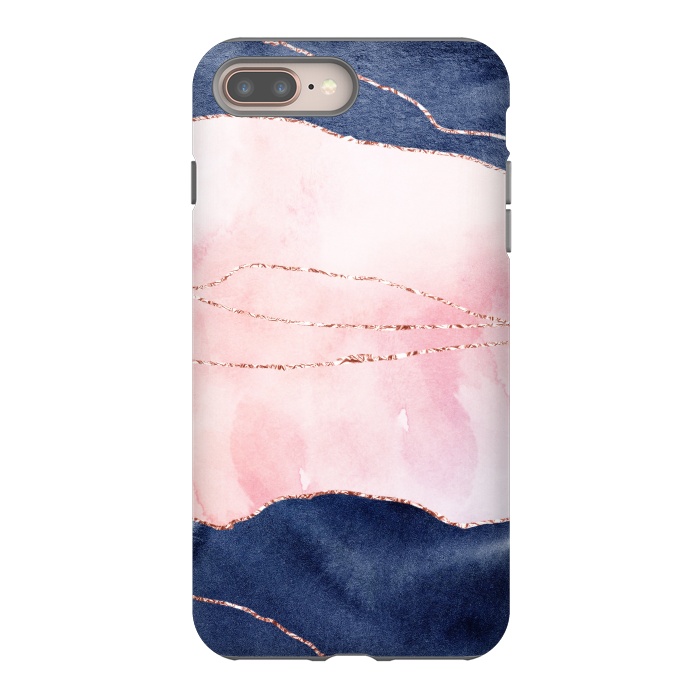 iPhone 7 plus StrongFit Blue and pink ink marble with rosegold glitter veins by  Utart