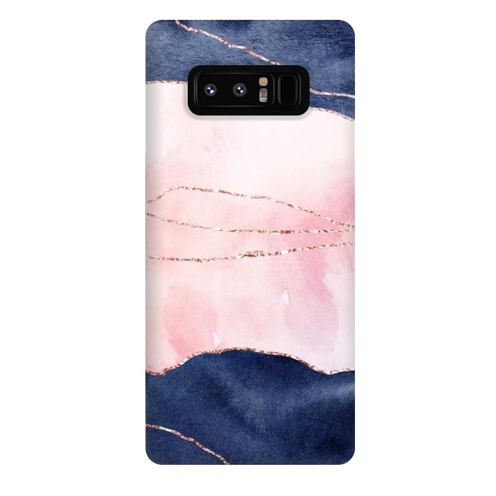 Galaxy Note 8 StrongFit Blue and pink ink marble with rosegold glitter veins by  Utart