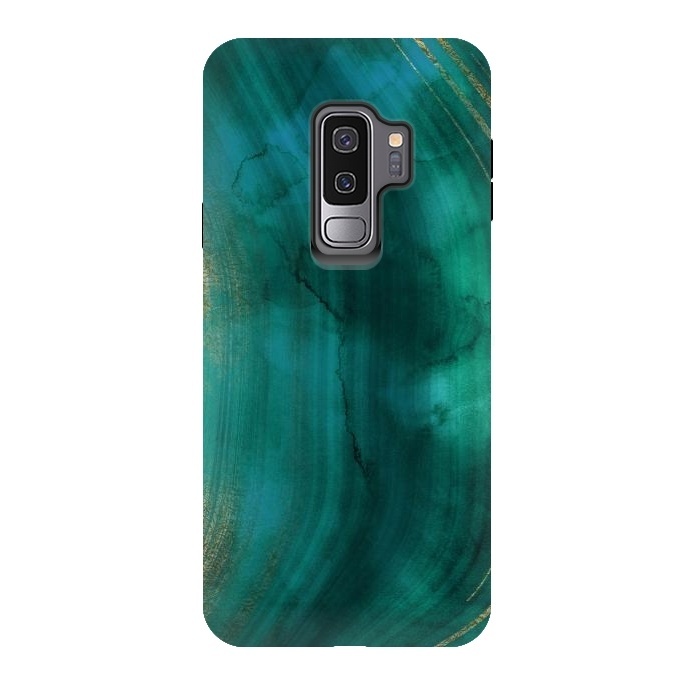Galaxy S9 plus StrongFit Green Malachite Marble Texture by  Utart