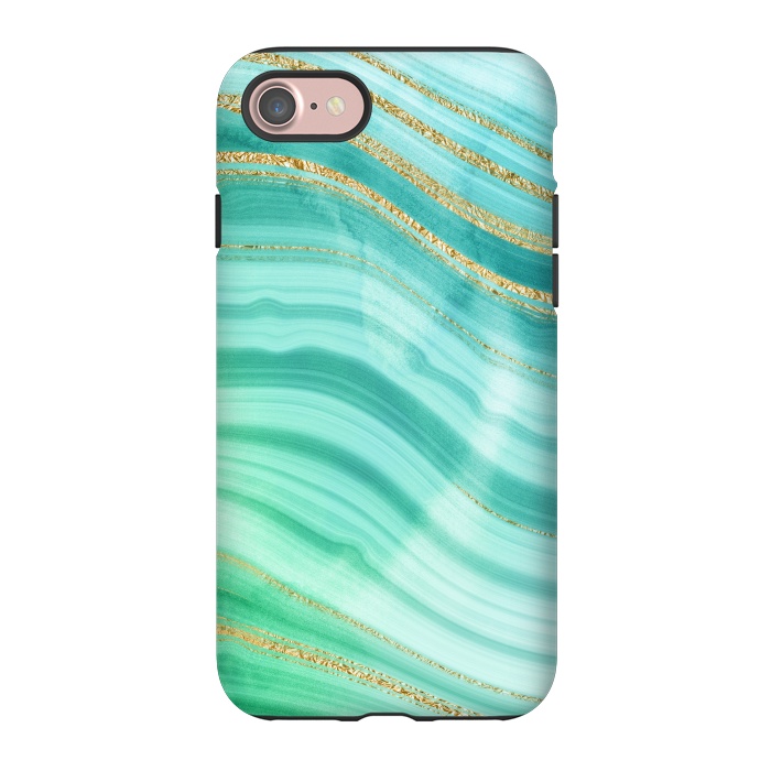 iPhone 7 StrongFit Mermaid Waves Green Marble with gold glitter by  Utart