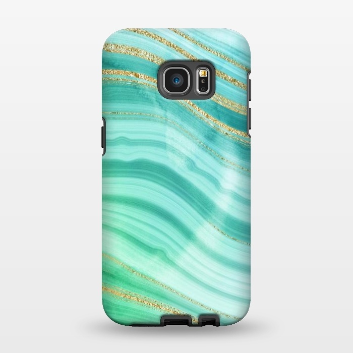 Galaxy S7 EDGE StrongFit Mermaid Waves Green Marble with gold glitter by  Utart