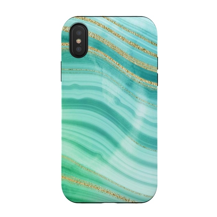 iPhone Xs / X StrongFit Mermaid Waves Green Marble with gold glitter by  Utart