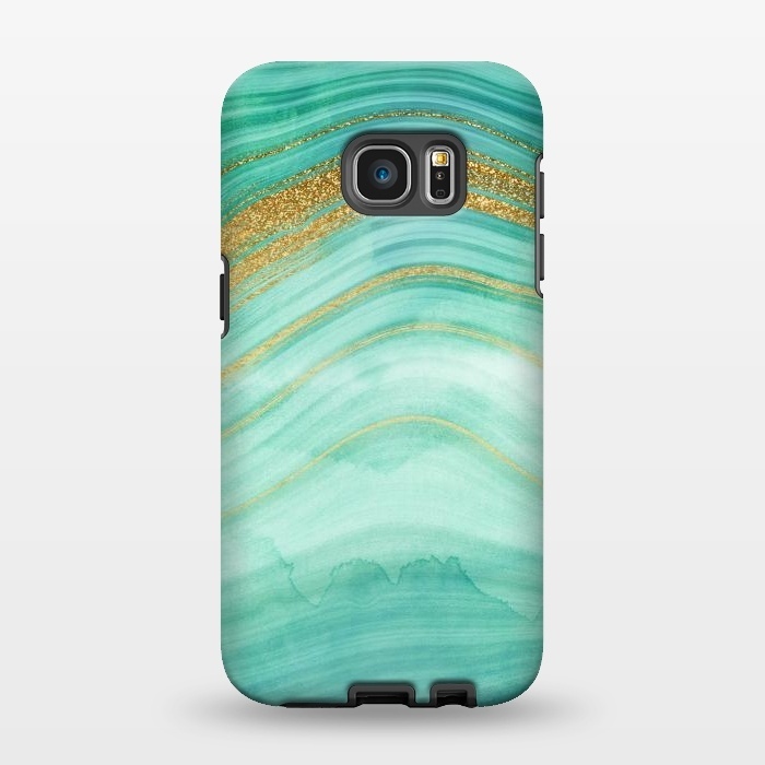 Galaxy S7 EDGE StrongFit Gold mermaid ocean marble waves by  Utart