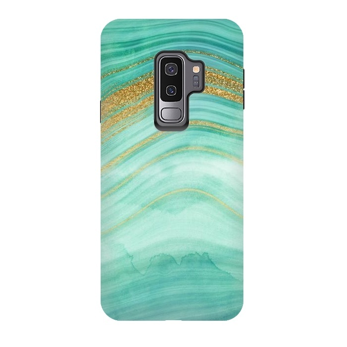 Galaxy S9 plus StrongFit Gold mermaid ocean marble waves by  Utart