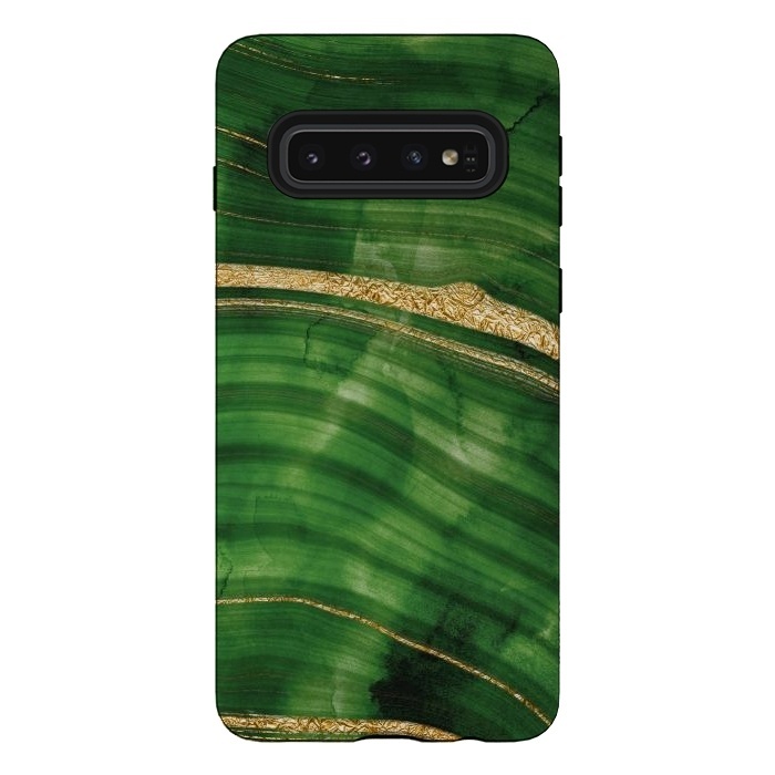 Galaxy S10 StrongFit Malachite Green Marble with Gold veins by  Utart