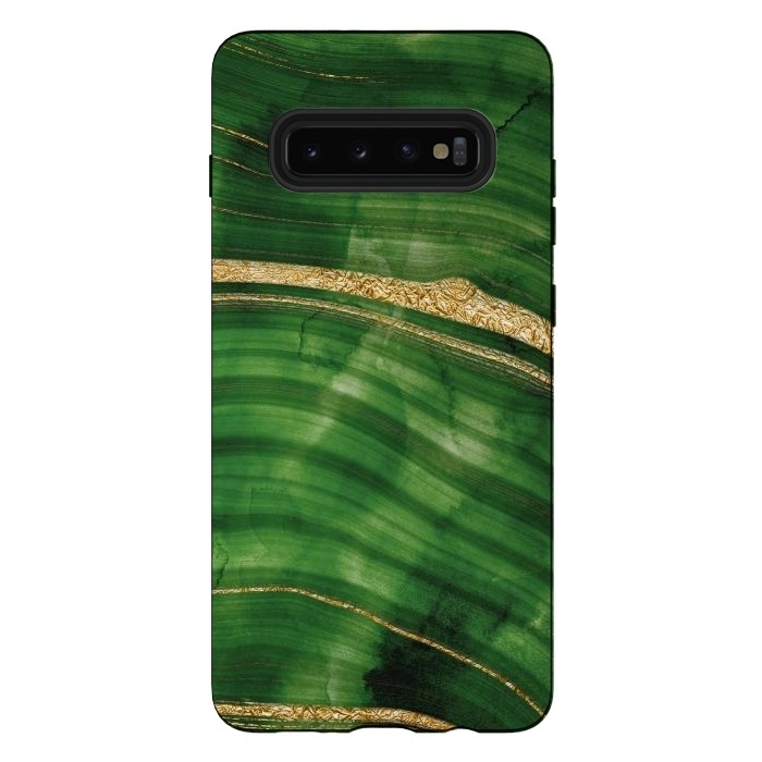 Galaxy S10 plus StrongFit Malachite Green Marble with Gold veins by  Utart